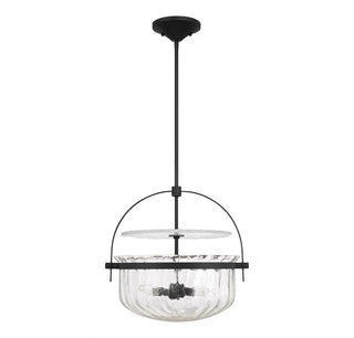 Denmar Four Light Convertible Semi-Flush/Pendant in Matte Black