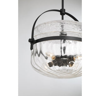 Denmar Four Light Convertible Semi-Flush/Pendant in Matte Black