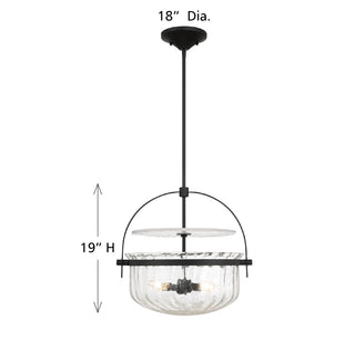 Denmar Four Light Convertible Semi-Flush/Pendant in Matte Black