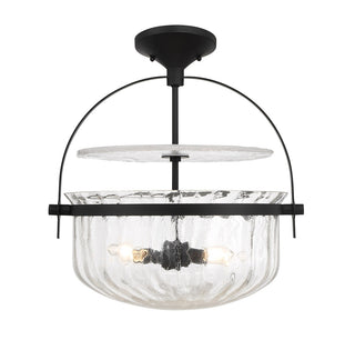 Denmar Four Light Convertible Semi-Flush/Pendant in Matte Black