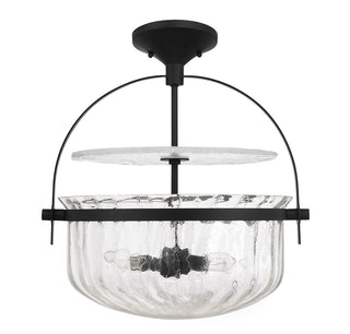 Denmar Four Light Convertible Semi-Flush/Pendant in Matte Black