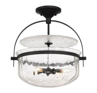 Denmar Four Light Convertible Semi-Flush/Pendant in Matte Black
