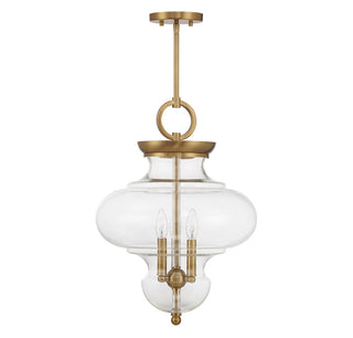 Bergdorf Three Light Pendant in Warm Brass