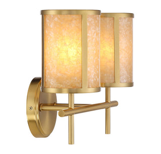 Camden Two Light Bathroom Vanity in Warm Brass