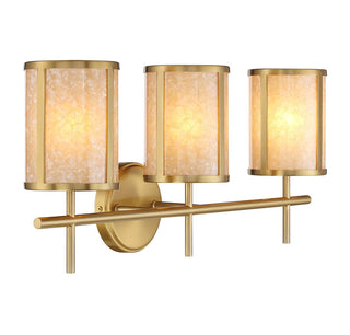 Camden Three Light Bathroom Vanity in Warm Brass