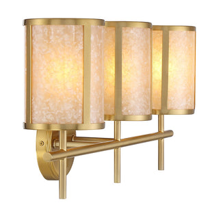 Camden Three Light Bathroom Vanity in Warm Brass
