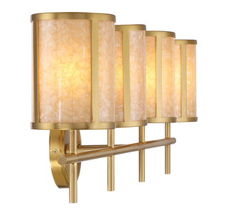 Camden Four Light Bathroom Vanity in Warm Brass