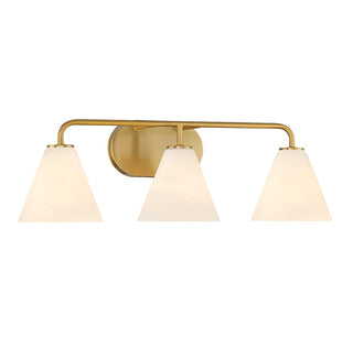 Blair Three Light Bathroom Vanity in Warm Brass