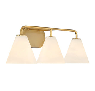 Blair Three Light Bathroom Vanity in Warm Brass