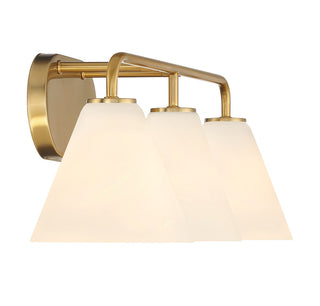 Blair Three Light Bathroom Vanity in Warm Brass