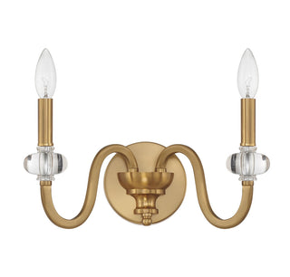 Bergdorf Two Light Wall Sconce in Warm Brass