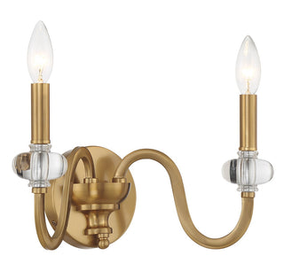 Bergdorf Two Light Wall Sconce in Warm Brass