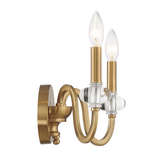 Bergdorf Two Light Wall Sconce in Warm Brass