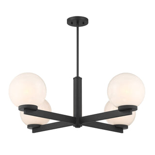 Four Light Chandelier in Matte Black