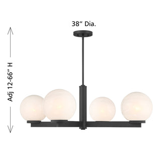 Four Light Chandelier in Matte Black