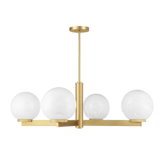 Four Light Chandelier in Natural Brass