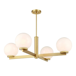 Four Light Chandelier in Natural Brass