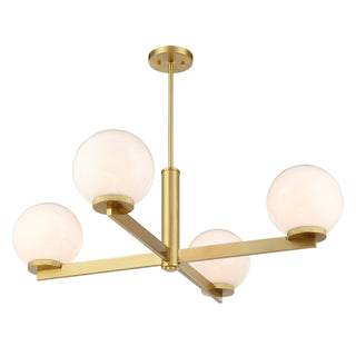 Four Light Chandelier in Natural Brass