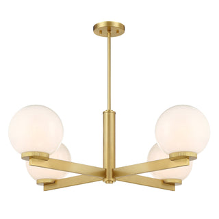 Four Light Chandelier in Natural Brass
