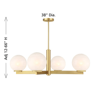 Four Light Chandelier in Natural Brass
