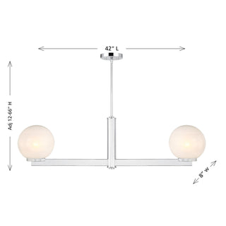 Two Light Linear Chandelier in Chrome
