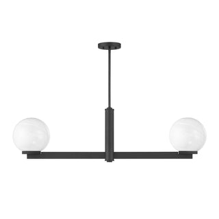 Two Light Linear Chandelier in Matte Black