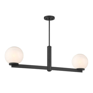 Two Light Linear Chandelier in Matte Black
