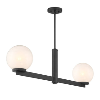 Two Light Linear Chandelier in Matte Black
