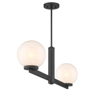 Two Light Linear Chandelier in Matte Black