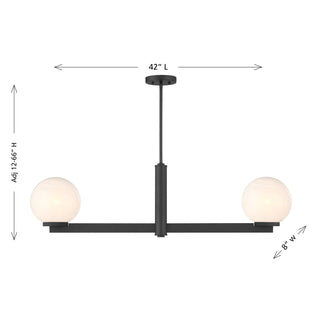 Two Light Linear Chandelier in Matte Black