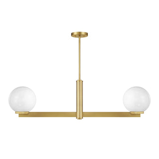 Two Light Linear Chandelier in Natural Brass