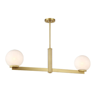 Two Light Linear Chandelier in Natural Brass