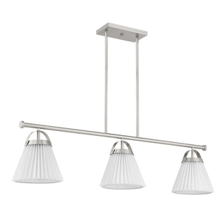 Three Light Linear Chandelier in Brushed Nickel