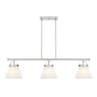 Three Light Linear Chandelier in Brushed Nickel