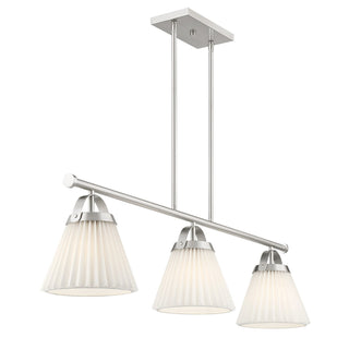 Three Light Linear Chandelier in Brushed Nickel