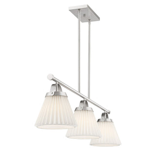Three Light Linear Chandelier in Brushed Nickel