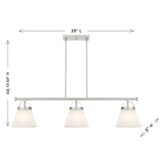 Three Light Linear Chandelier in Brushed Nickel