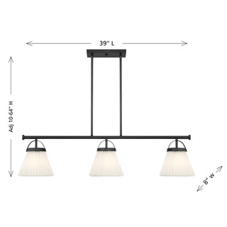 Three Light Linear Chandelier in Matte Black