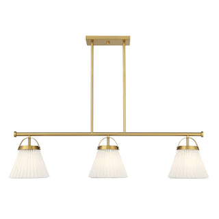Three Light Linear Chandelier in Natural Brass