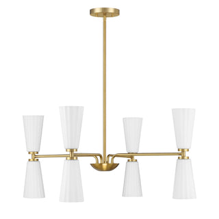 Eight Light Chandelier in Natural Brass
