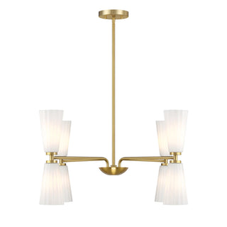 Eight Light Chandelier in Natural Brass