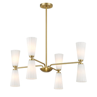 Eight Light Chandelier in Natural Brass