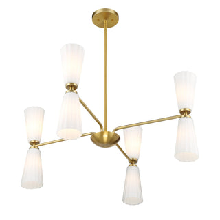 Eight Light Chandelier in Natural Brass