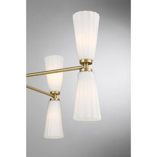 Eight Light Chandelier in Natural Brass