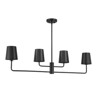 Four Light Linear Chandelier in Matte Black