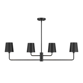 Four Light Linear Chandelier in Matte Black