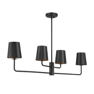 Four Light Linear Chandelier in Matte Black