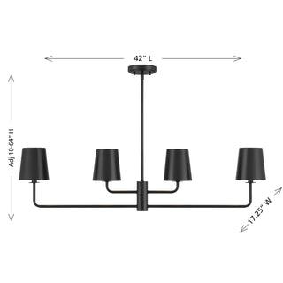 Four Light Linear Chandelier in Matte Black