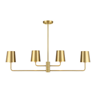 Four Light Linear Chandelier in Natural Brass