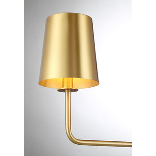 Four Light Linear Chandelier in Natural Brass